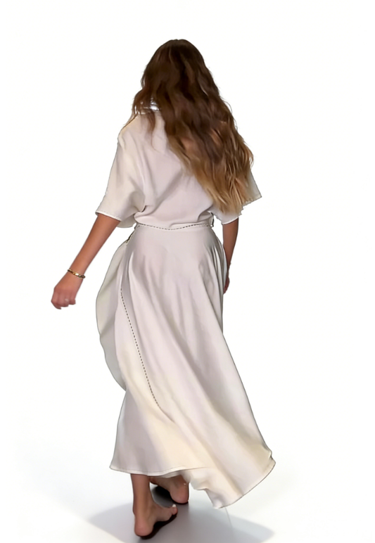 Ivory Satin Convertible Dress